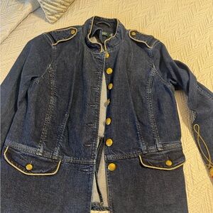 Ralph Lauren Denim Officer Style Jacket with Gold Accents